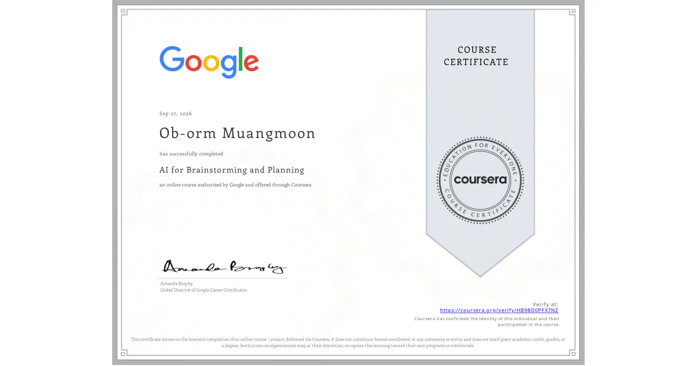 AI for Brainstorming and Planning ออกโดย Google