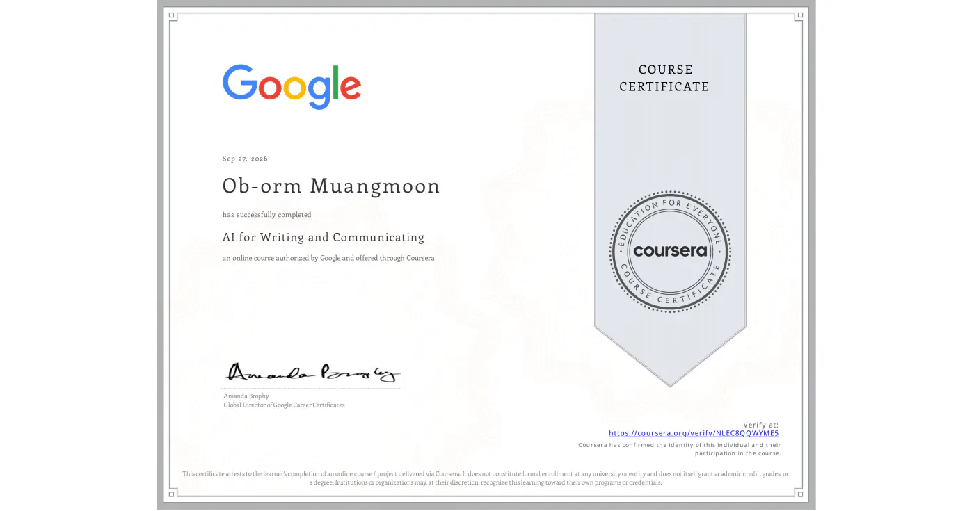 AI for Writing and Communicating ออกโดย Google
